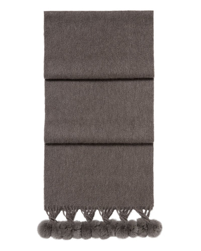 N.Peal Women's Davos Fur Bobble Cashmere Scarf Otter Brown