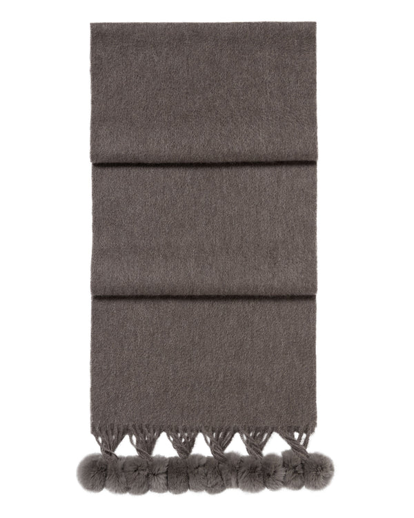 N.Peal Women's Davos Fur Bobble Cashmere Scarf Otter Brown