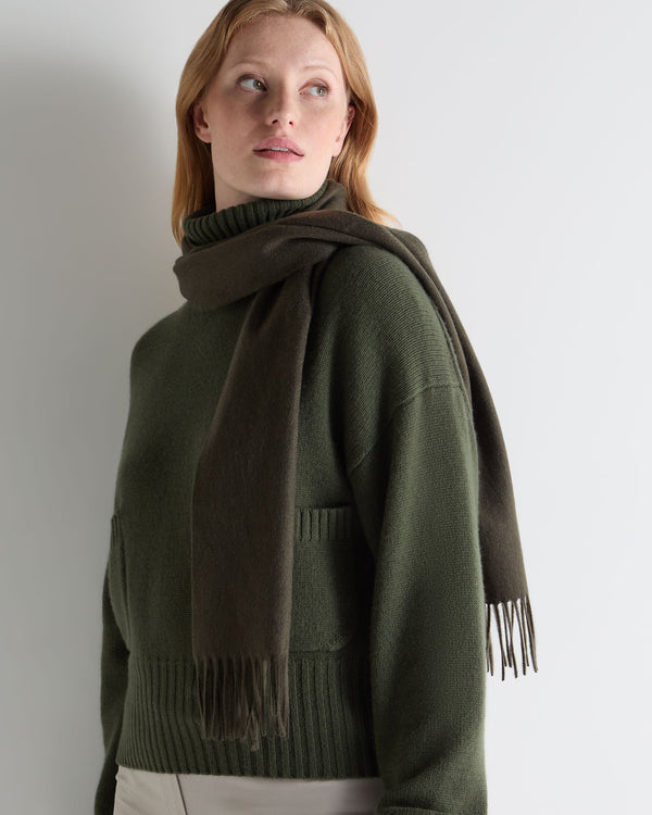 N.Peal Unisex Woven Cashmere Scarf Arabica Khaki Green