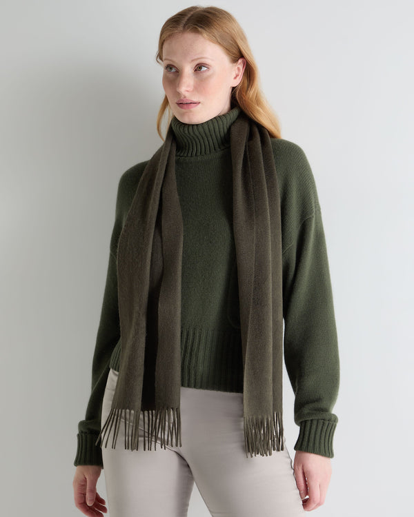 N.Peal Unisex Woven Cashmere Scarf Arabica Khaki Green