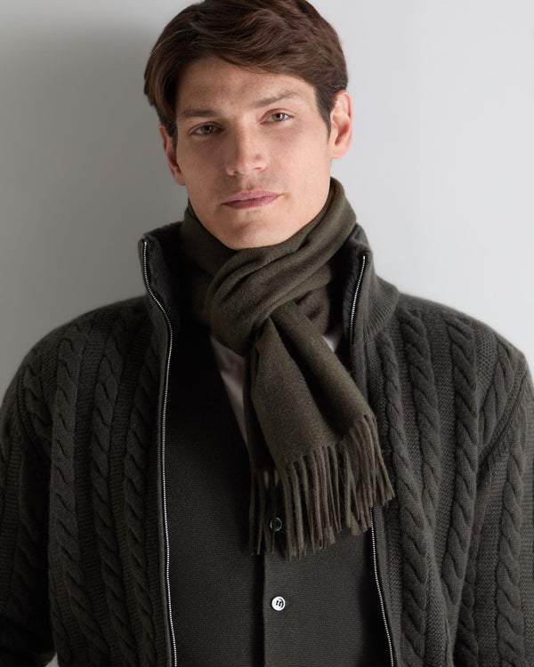 N.Peal Unisex Woven Cashmere Scarf Arabica Khaki Green