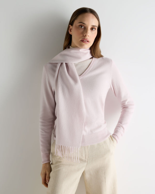 N.Peal Unisex Woven Cashmere Scarf Chalk Pink