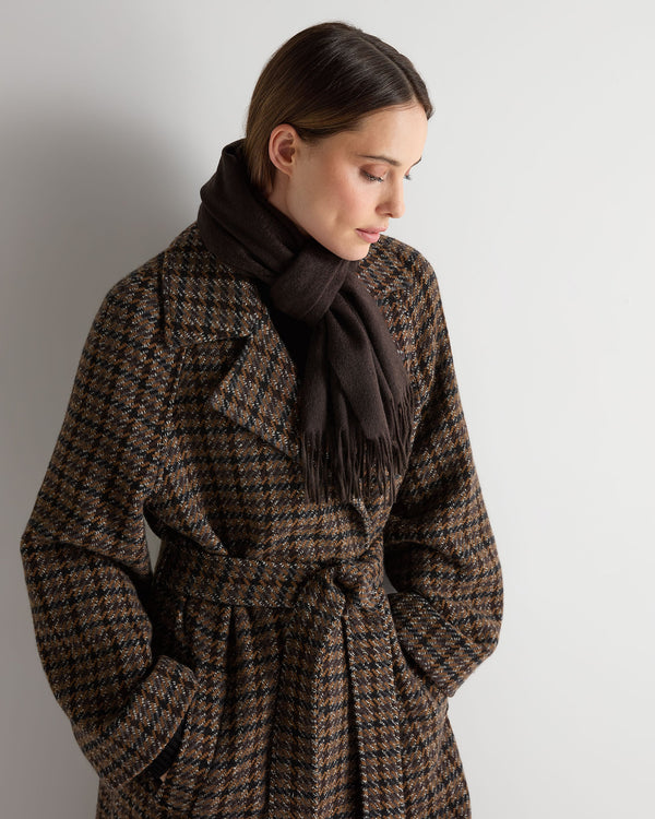 N.Peal Unisex Woven Cashmere Scarf Chocolate Brown
