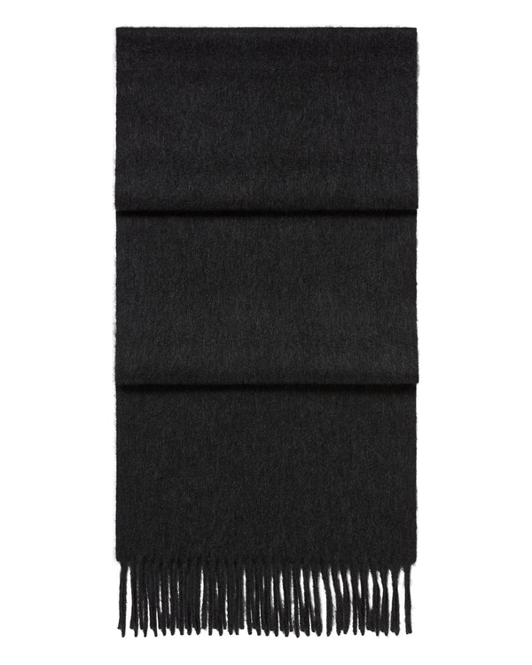 N.Peal Unisex Woven Cashmere Scarf Deep Charcoal Grey