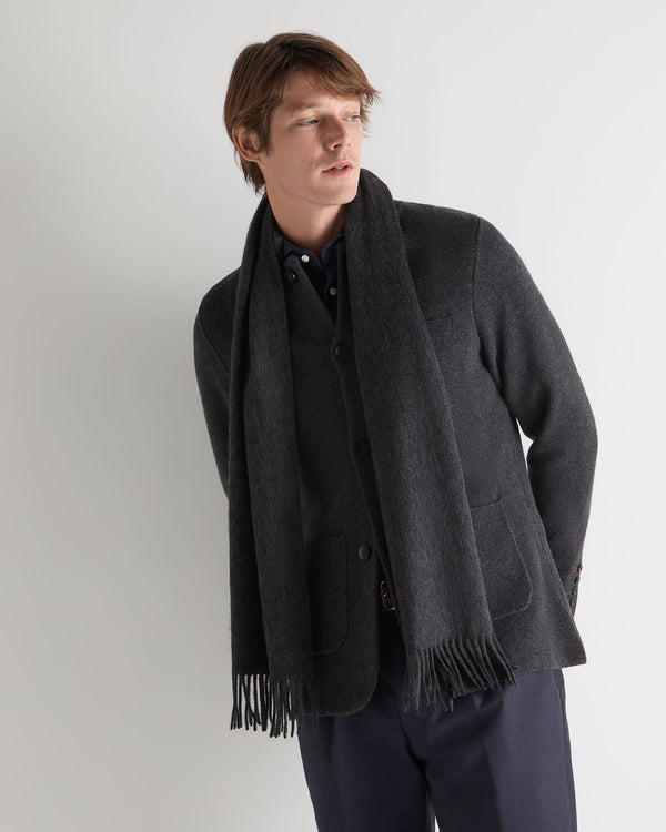N.Peal Unisex Woven Cashmere Scarf Deep Charcoal Grey