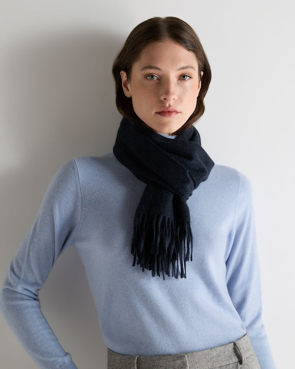 N.Peal Unisex Woven Cashmere Scarf Indigo Blue