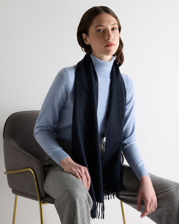 N.Peal Unisex Woven Cashmere Scarf Indigo Blue
