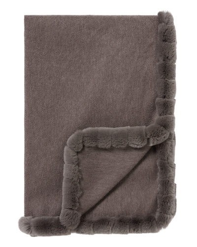 N.Peal Women's Meribel Woven Fur Trim Cashmere Shawl Otter Brown