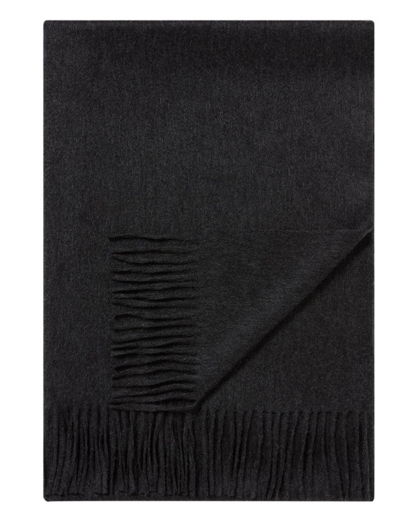 N.Peal Women's Woven Cashmere Shawl Deep Charcoal Grey