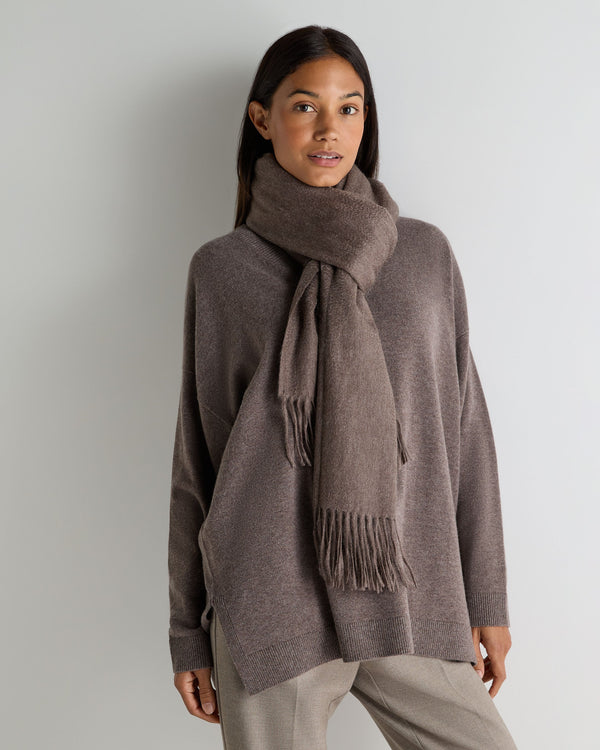 N.Peal Women's Woven Cashmere Shawl Otter Brown
