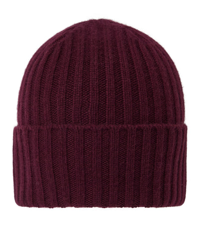 N.Peal Unisex Chunky Ribbed Cashmere Hat Bordeaux Red