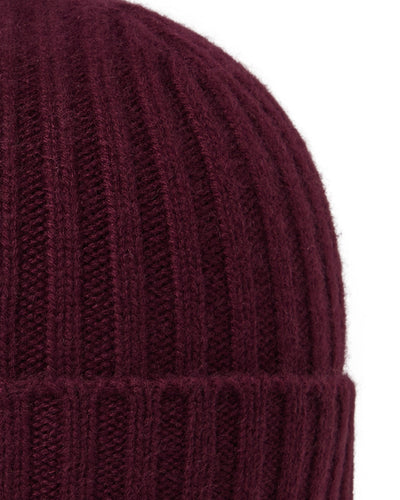N.Peal Unisex Chunky Ribbed Cashmere Hat Bordeaux Red
