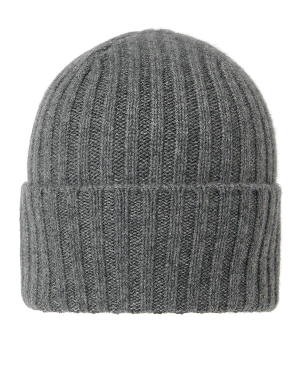 N.Peal Unisex Chunky Ribbed Cashmere Hat Elephant Grey