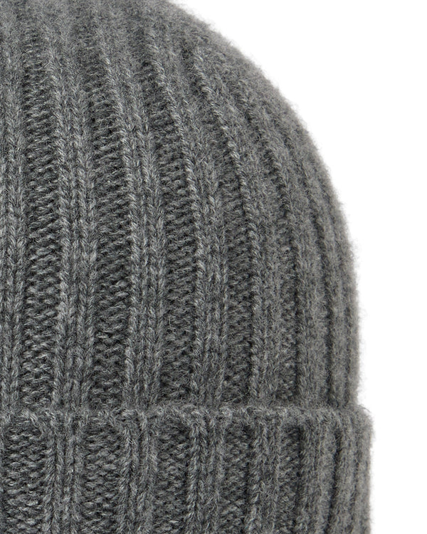 N.Peal Unisex Chunky Ribbed Cashmere Hat Elephant Grey