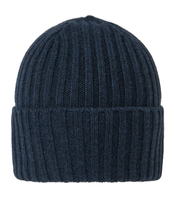 N.Peal Unisex Chunky Ribbed Cashmere Hat Indigo Blue