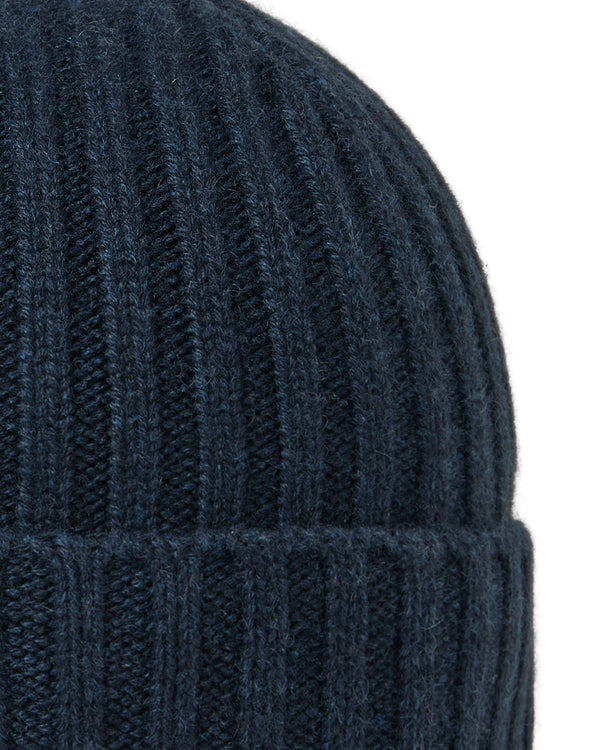 N.Peal Unisex Chunky Ribbed Cashmere Hat Indigo Blue