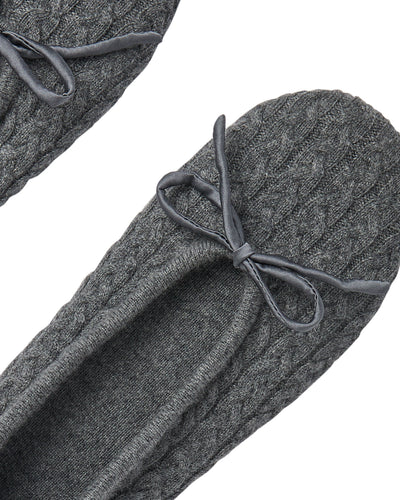 N.Peal Women's Cable Cashmere Slippers Elephant Grey