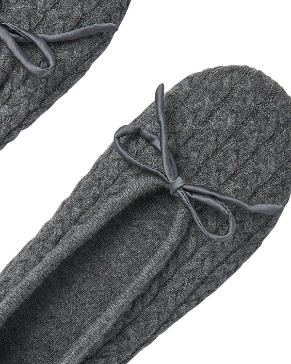 N.Peal Women's Cable Cashmere Slippers Elephant Grey