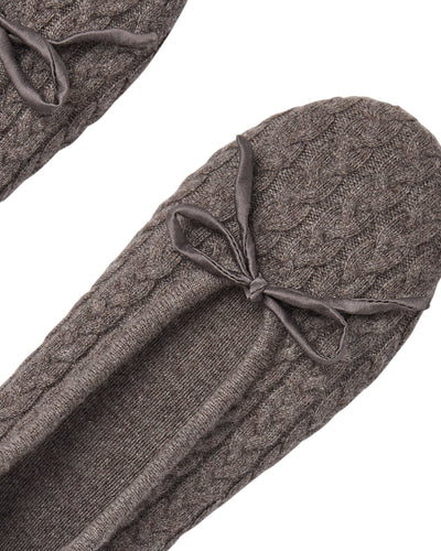 N.Peal Women's Cable Cashmere Slippers Otter Brown