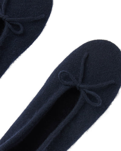 N.Peal Women's Fur Lined Cashmere Slippers Navy Blue