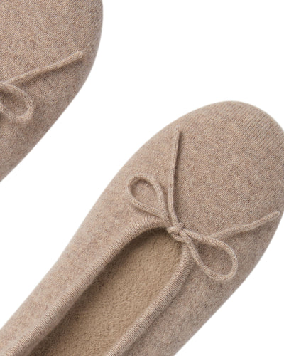 N.Peal Women's Fur Lined Cashmere Slippers Oatmeal Brown