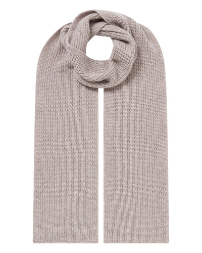 N.Peal Unisex Ribbed Cashmere Scarf Basilica Beige Brown Marl