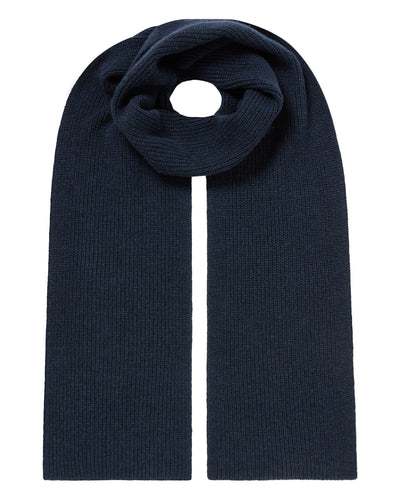 N.Peal Unisex Ribbed Cashmere Scarf Indigo Blue