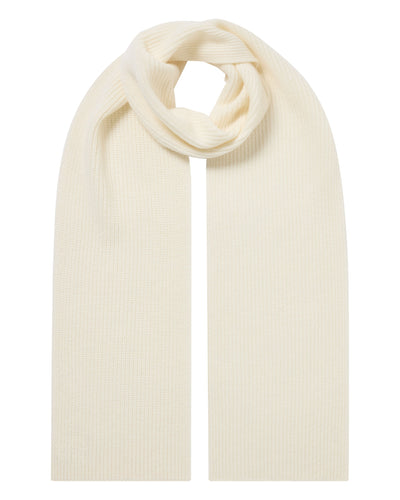 N.Peal Unisex Ribbed Cashmere Scarf New Ivory White