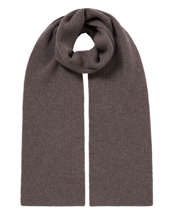 N.Peal Unisex Ribbed Cashmere Scarf Otter Brown