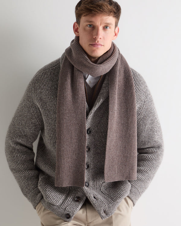 N.Peal Unisex Ribbed Cashmere Scarf Otter Brown