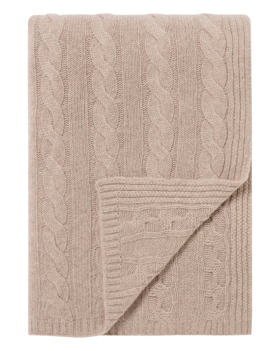N.Peal Unisex Cable Cashmere Throw Oatmeal Brown
