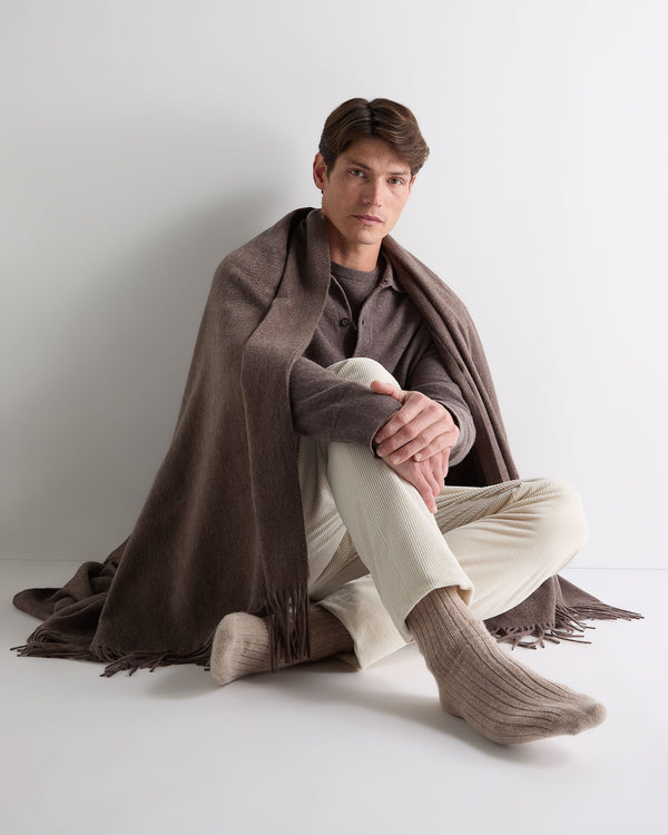 N.Peal Unisex Woven Cashmere Blanket Otter Brown