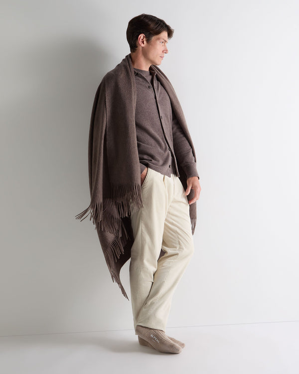 N.Peal Unisex Woven Cashmere Blanket Otter Brown