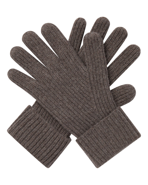 N.Peal Men's Ribbed Cashmere Gloves Otter Brown
