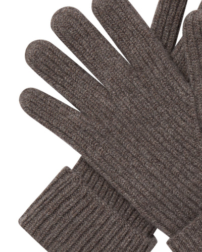 N.Peal Men's Ribbed Cashmere Gloves Otter Brown