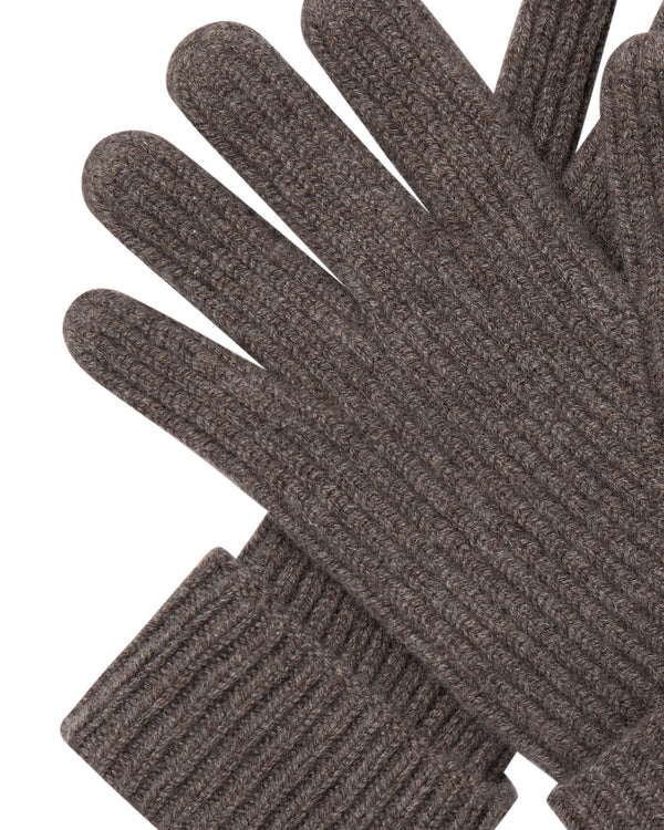 N.Peal Men's Ribbed Cashmere Gloves Otter Brown