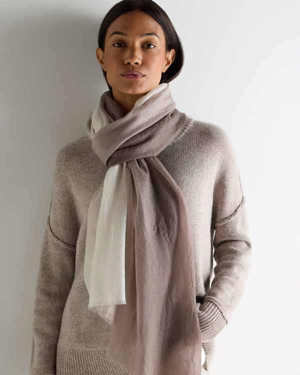 N.Peal Women's Dip Dye Cashmere Scarf Otter Brown