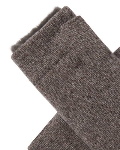 N.Peal Unisex Fur Lined Fingerless Cashmere Gloves Otter Brown