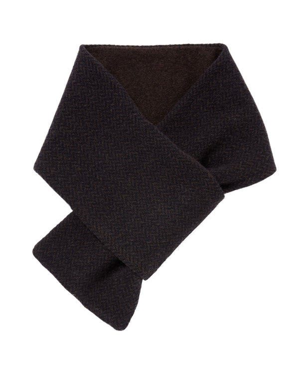 N.Peal Men's Herringbone Cashmere Scarf Chocolate Brown