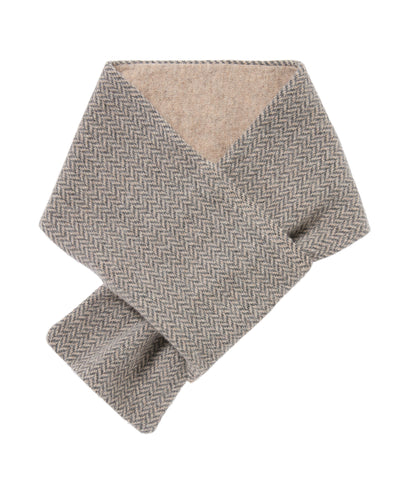 N.Peal Men's Herringbone Cashmere Scarf Oatmeal Brown