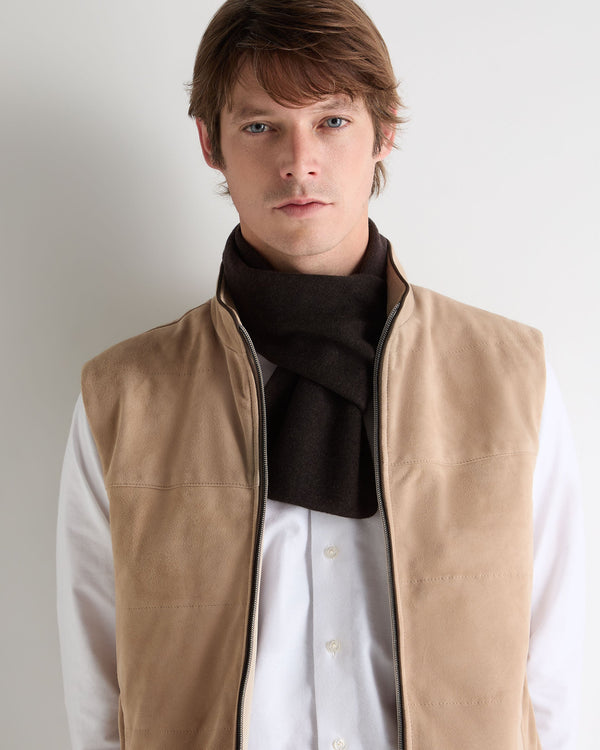 N.Peal Men's Two Tone Small Cashmere Scarf Chocolate Brown