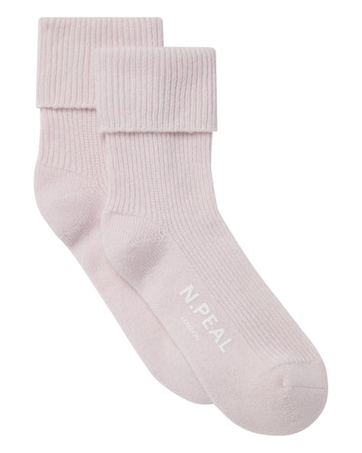 N.Peal Unisex Cashmere Rib Bed Socks Chalk Pink
