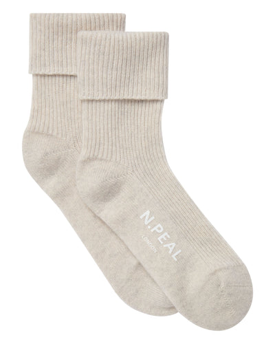 N.Peal Unisex Cashmere Rib Bed Socks Pebble Grey