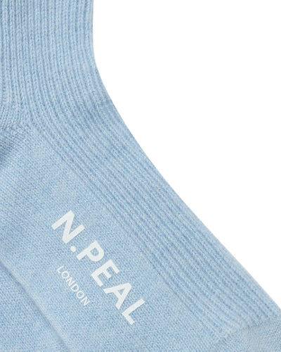 N.Peal Unisex Cashmere Rib Bed Socks Sea Mist Blue