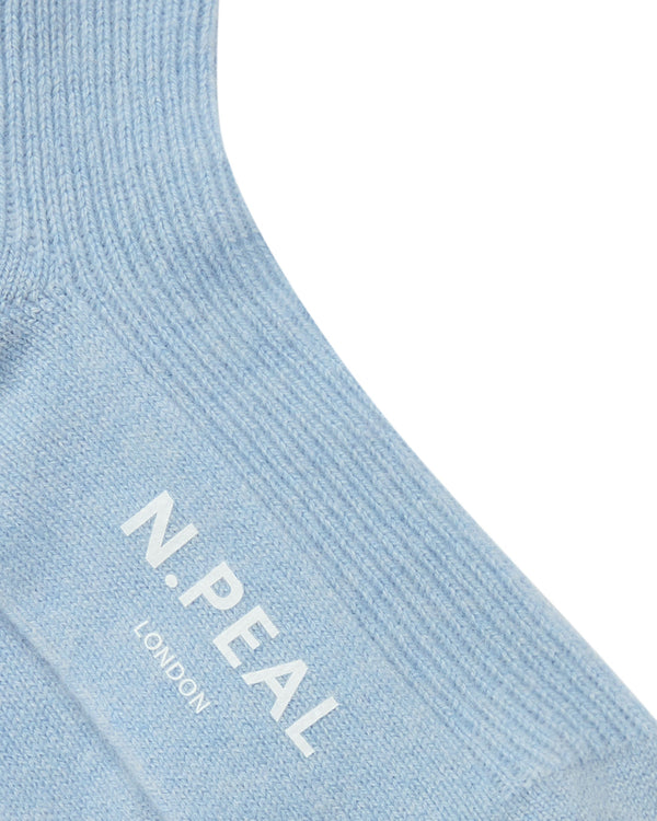 N.Peal Unisex Cashmere Rib Bed Socks Sea Mist Blue