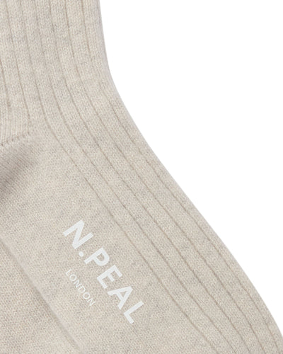 N.Peal Women's Rib Cashmere House Socks Pebble Grey