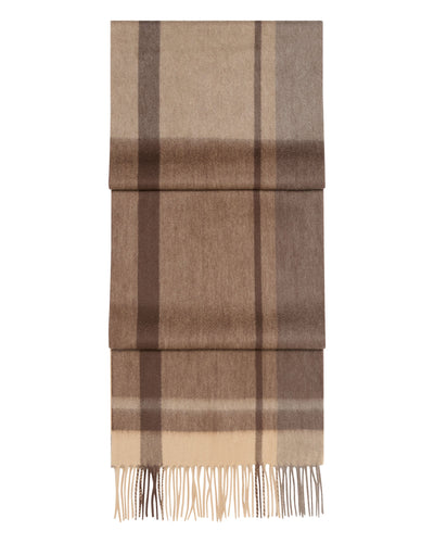 N.Peal Unisex Cashmere Check Scarf Brown + Camel