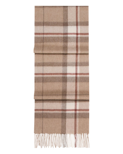 N.Peal Unisex Cashmere Check Scarf Camel + Sand