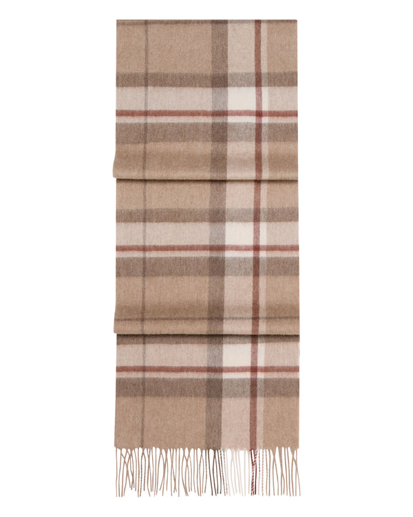 N.Peal Unisex Cashmere Check Scarf Camel + Sand