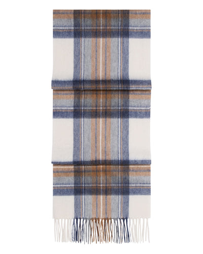 N.Peal Unisex Cashmere Check Scarf Camel + Navy